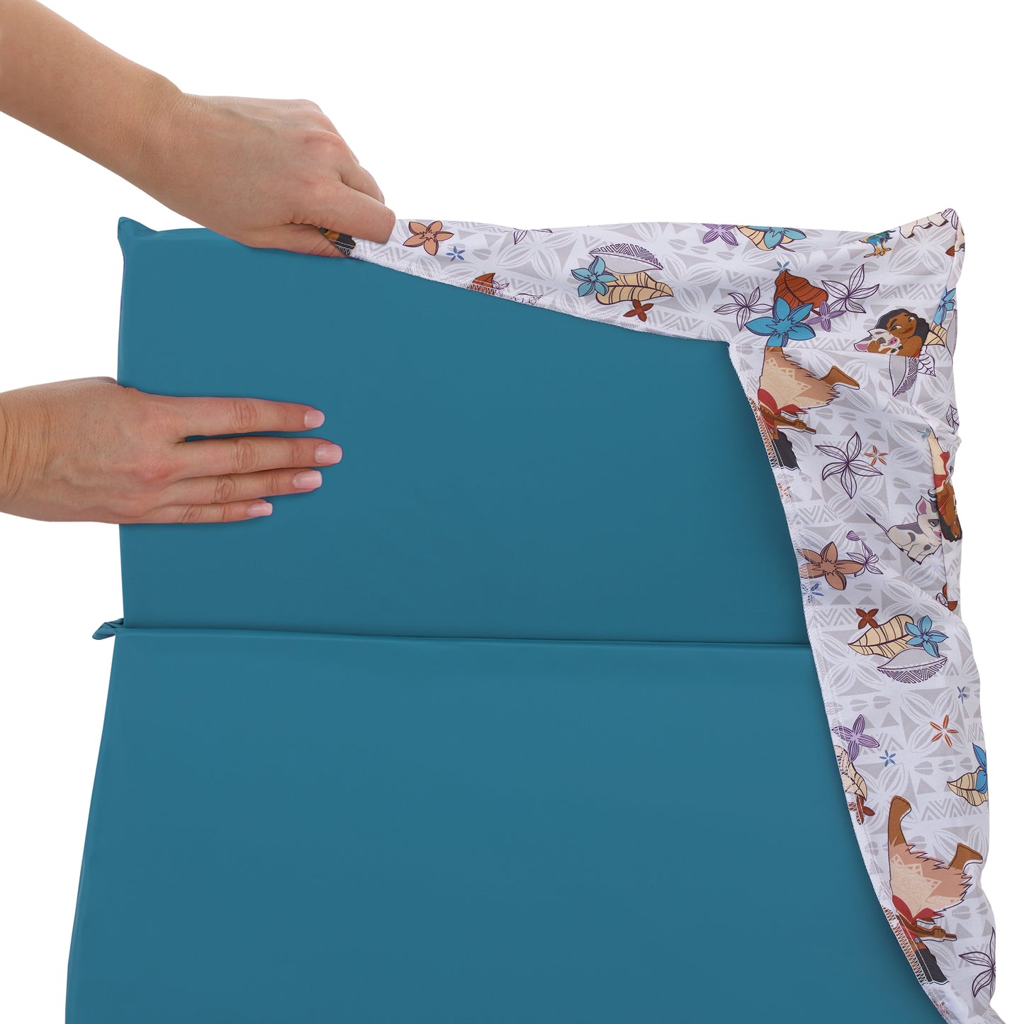 Disney Moana Free as the Ocean Aqua, Purple, Orange, and White Tropical Preschool Nap Pad Sheet