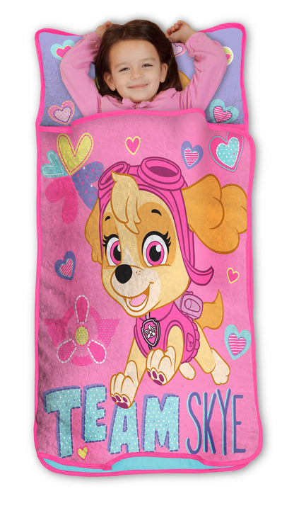 NoJo Paw Patrol Team Skye Toddler Nap Mat -  Includes Attached Pillow and Fleece Blanket