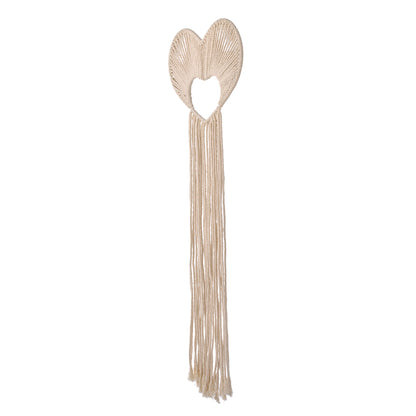 Little Love by NoJo Natural Ivory Macramé Heart Shaped Wall Décor with Fringe, 18" Long