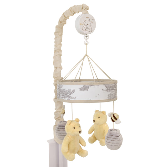 Disney Classic Pooh Hunny Fun with Bees and Honeypot Taupe Musical Mobile