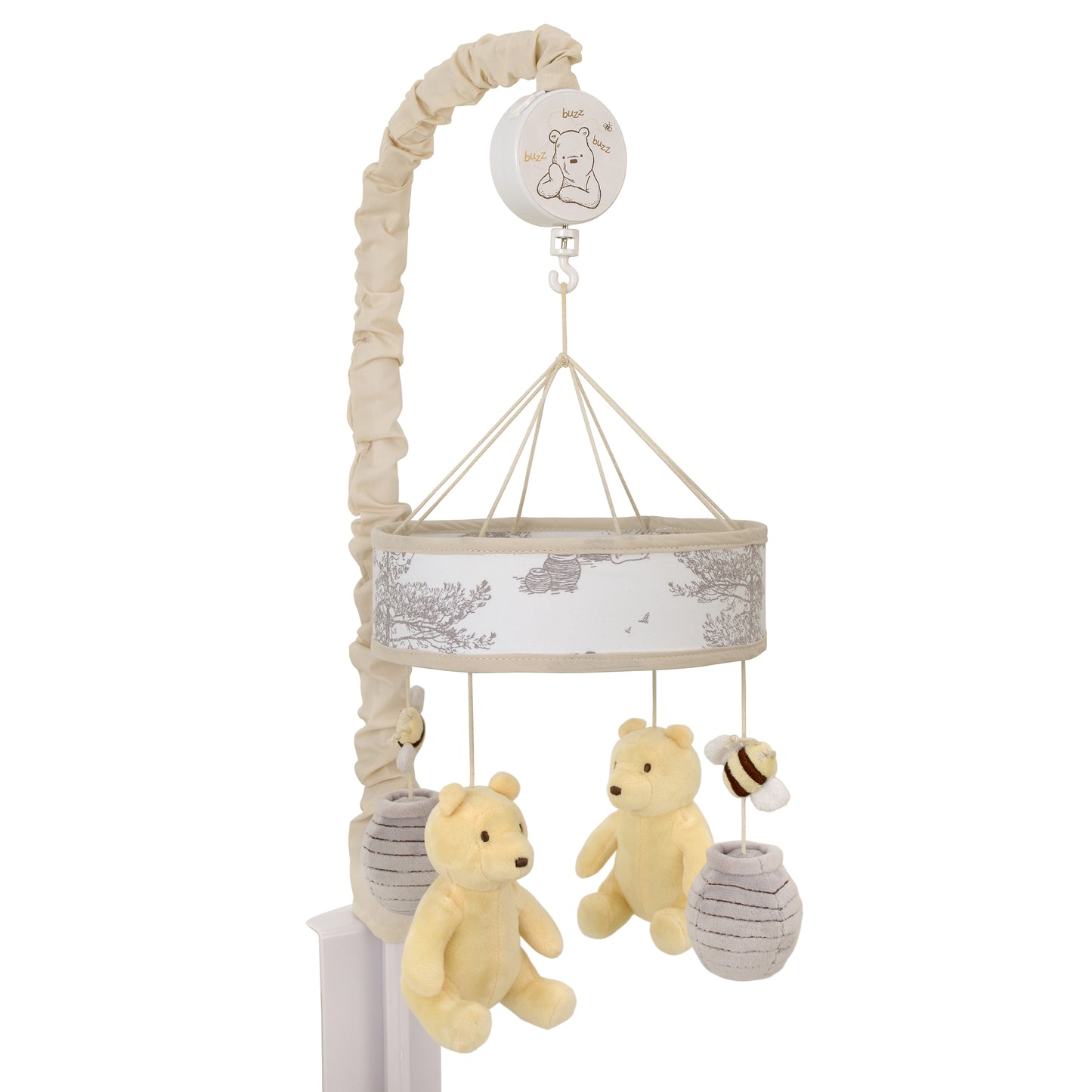 Disney Classic Pooh Hunny Fun with Bees and Honeypot Taupe Musical Mobile