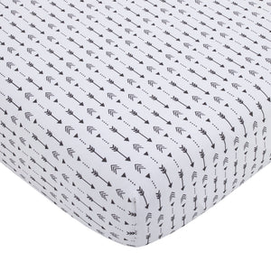 Little Love by NoJo Little Man Cave Grey, Red, Black and Ivory, Bear, Fox, Moose, Buffalo Check and Arrows Rustic 3 Piece Nursery Mini Crib Set - Comforter and Two Fitted Mini Crib Sheets