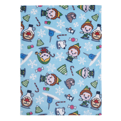 Warner Brothers Elf Light Blue, Green, and White Super Soft Holiday Baby Blanket