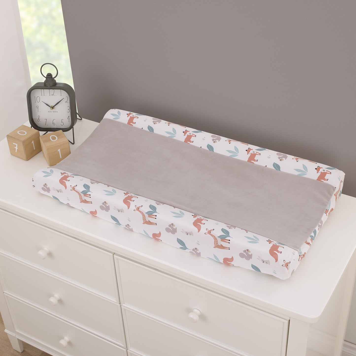 Little Love by NoJo Woodland Meadow Taupe, Sage, Tan and White Forest Friends Super Soft Contoured Changing Pad Cover