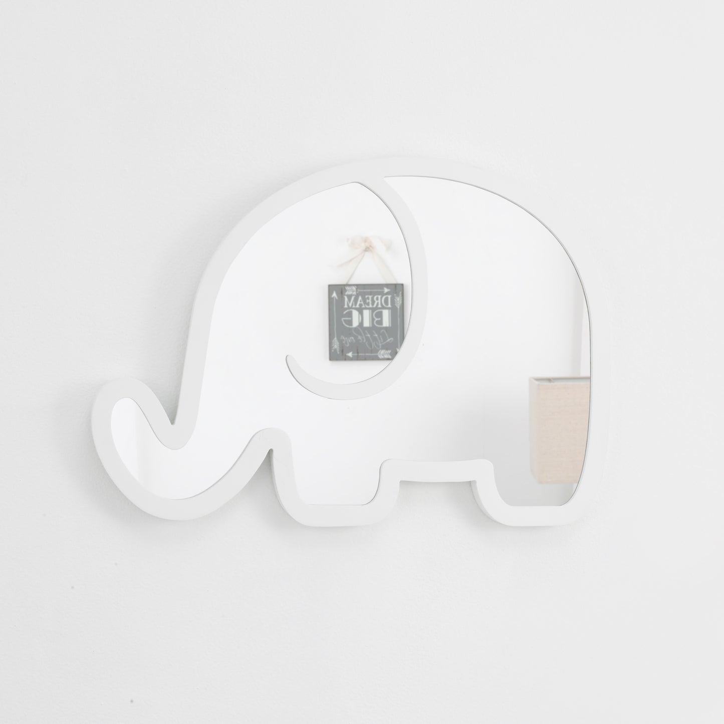 Little Love by NoJo Elephant Shaped Mirror - Easy Hang Shatter Proof Mirror, Wooden Backed Decorative Mirror For Nursery, Kids Bedroom or Playroom