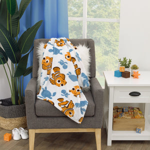 Disney Finding Nemo Orange, Aqua and White Crush and Squirt Turtle Super Soft Baby Blanket