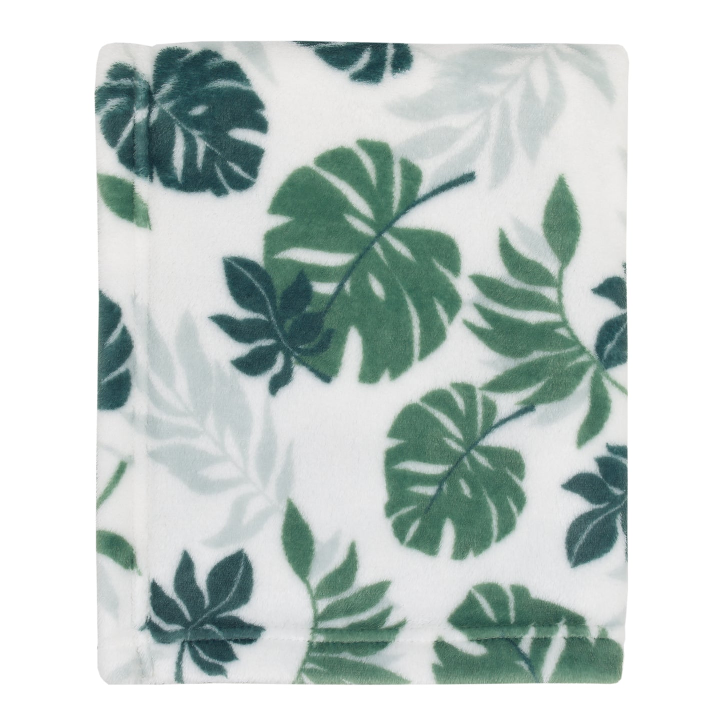 Simply Baby Palm Leaf Green and White Tropical Super Soft Baby Blanket