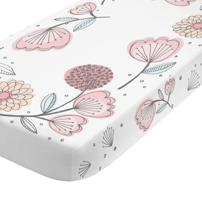 NoJo - Photo-Op 100% Cotton Fitted Crib Sheet, Floral