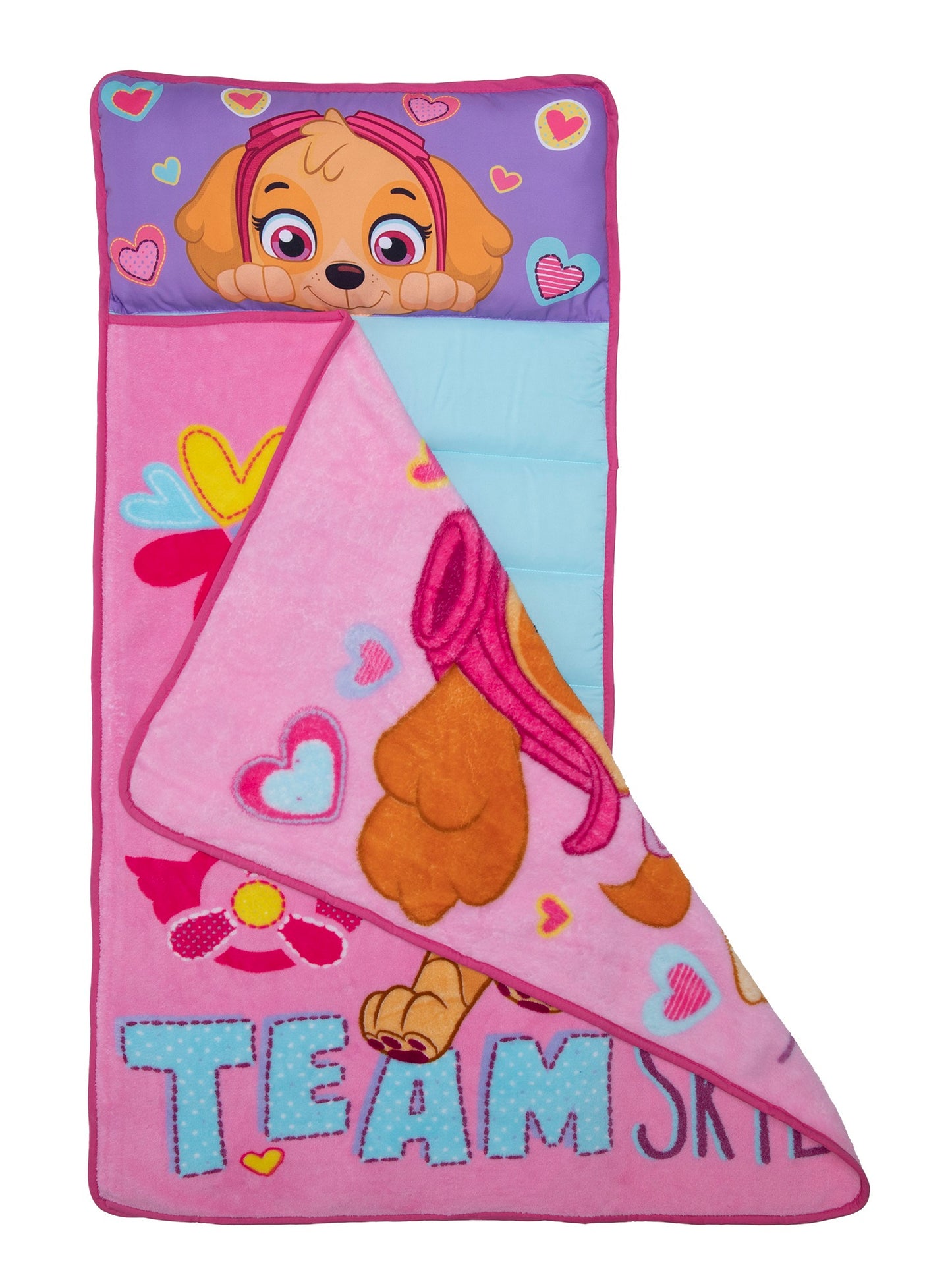 NoJo Paw Patrol Team Skye Toddler Nap Mat -  Includes Attached Pillow and Fleece Blanket