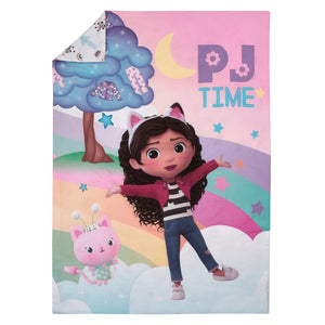 DreamWorks Gabby's Dollhouse Dream It Up Multi-Colored Rainbow PJ Time 4 Piece Toddler Bed Set - Comforter, Fitted Bottom Sheet, Flat Top Sheet and Reversible Pillowcase