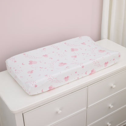 Disney Minnie Mouse Twinkle Twinkle Minnie Pink and White Super Soft Velboa Changing Pad Cover