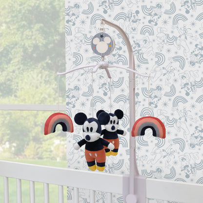 Disney Mickey and Friends Red and Black Mickey Mouse with Multi-Colored Rainbows Musical Mobile