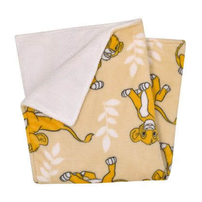 Disney Lion King Tan, Beige and White Simba Super Soft Sherpa Baby Blanket