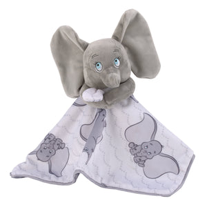 Disney Dumbo Gray and White Super Soft Sherpa Baby Blanket and Security Blanket 2-Piece Gift Set