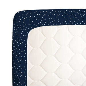 Carter's 100% Cotton Sateen Fitted Crib Sheet - Navy with White Stars