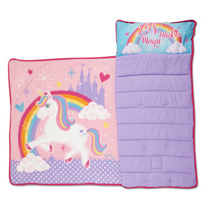 NoJo Unicorn Toddler Nap Mat - Includes Attached Pillow and Fleece Blanket