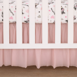 Disney Minnie Mouse My Happy Place Pink, Black, Gray, and White 100% Cotton Nursery Fitted Crib Sheet