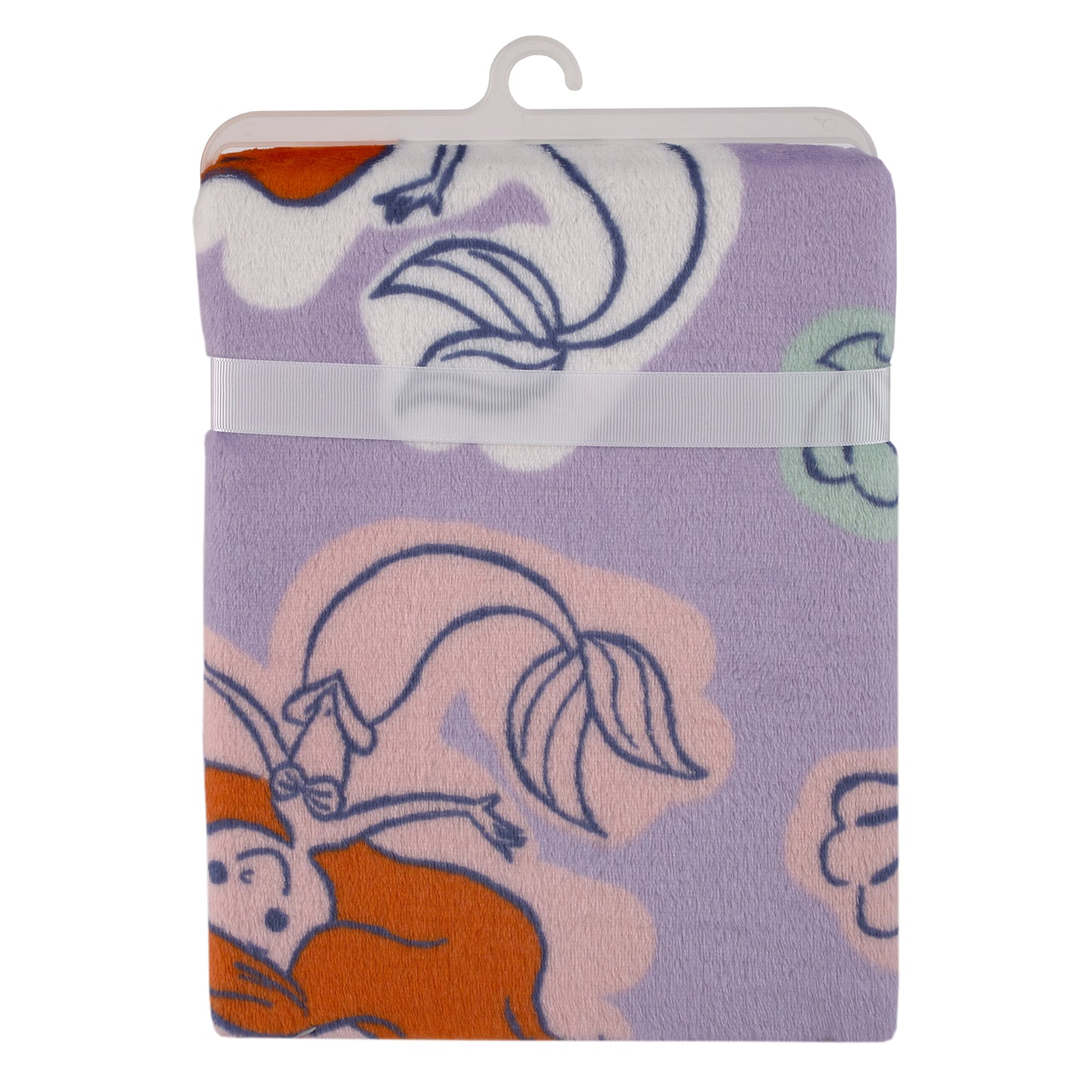 Disney The Little Mermaid Orange, Lavender, Aqua and White Ariel Super Soft Baby Blanket