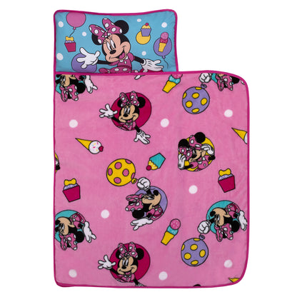 Disney Minnie Mouse Let's Party Pink, Lavender, and Aqua Balloons, Ice-cream Cones, Cupcakes, and Confetti Toddler Nap Mat