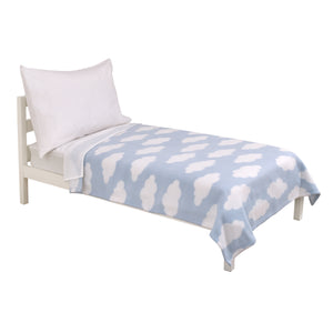 Everything Kids Light Blue and White Cloud Super Soft Toddler Blanket