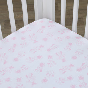 Disney Minnie Mouse Be Happy Pink and White Super Soft Fitted Crib Sheet