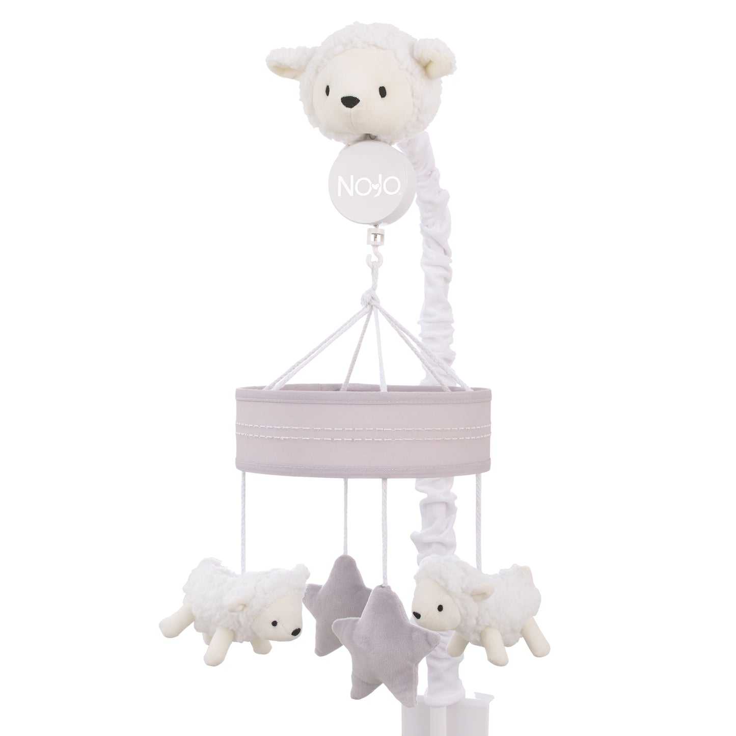 NoJo Plush Sheep Ivory and Gray Stars and Sheep Musical Mobile