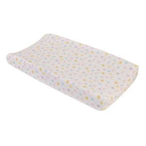 Happy Days Pink, Yellow, and Blue, Rainbows, Sun and Polka-Dot Super Soft Contoured Changing Pad Cover
