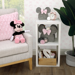 NoJo Disney Minnie Mouse Shaped Grey and Pink 2 Piece Felt Nursery Storage Caddy - 1 Large, 1 Small