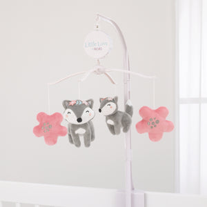 Little Love by NoJo Desert Flower - Fox and Flowers Pink and Grey Musical Mobile