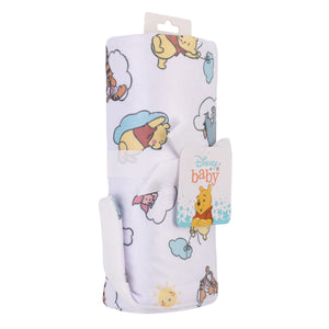 Winnie the Pooh So Loved Yellow, Aqua, and White Deluxe Reversible Super Soft Baby Blanket