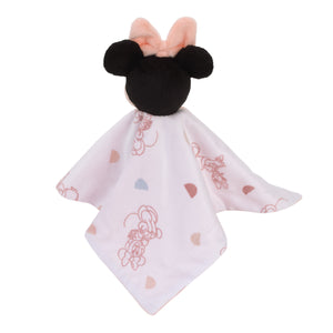 Minnie Mouse White, Light Blue, and Peach Super Soft Security Baby Blanket with Plush Minnie Mouse Head