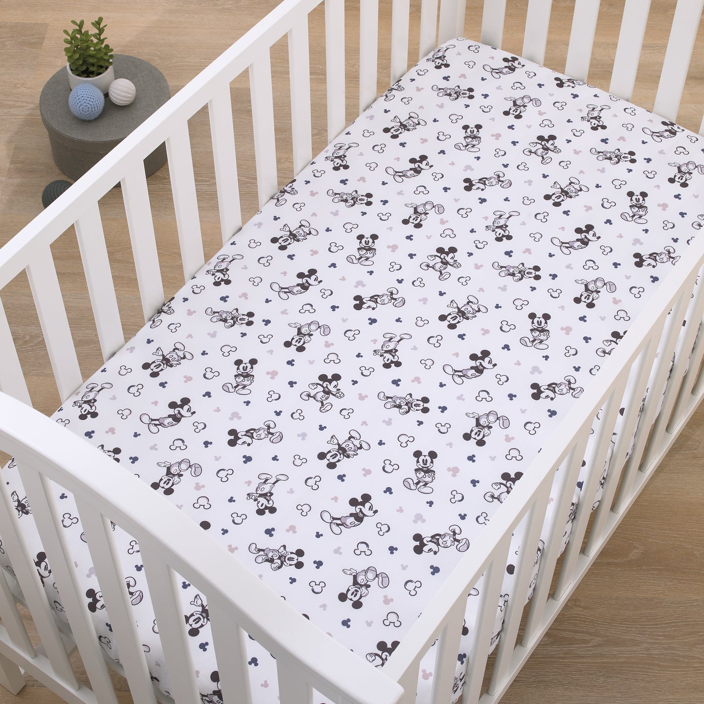 Disney Mickey Mouse Gray, Black, and White Super Soft Nursery Fitted Crib Sheet