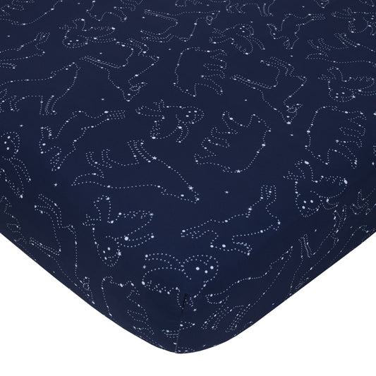 NoJo Super Soft Navy and White Cosmic Constellations Nursery Crib Fitted Sheet