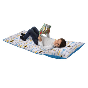 Warner Bros  Batman The Caped Crusader Blue, Yellow and White Bat-Signal and Batmobile Deluxe Easy Fold Toddler Nap Mat