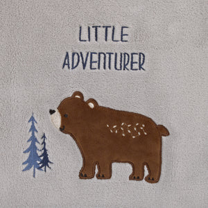 Little Love by NoJo National Park Gray, and Brown Bear Little Adventurer Super Soft Appliqued Baby Blanket