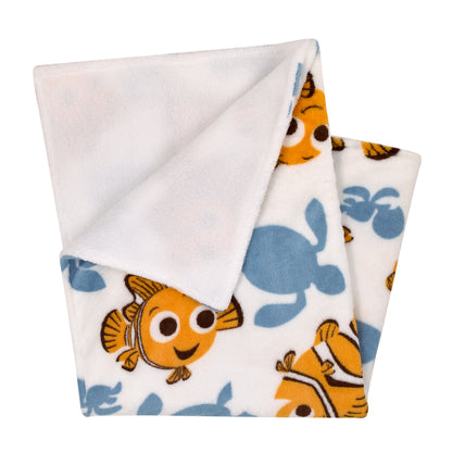 Disney Finding Nemo Orange, Teal, and White Sea Turtles Super Soft Sherpa Baby Blanket