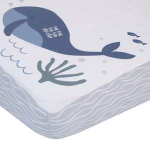 NoJo Arctic Adventure Light Blue, White, and Navy Whales, Narwhal, and Walrus 