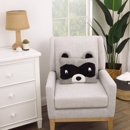 Little Love by NoJo Raccoon Shaped Gray, Black and White Plush Sherpa Decorative Pillow