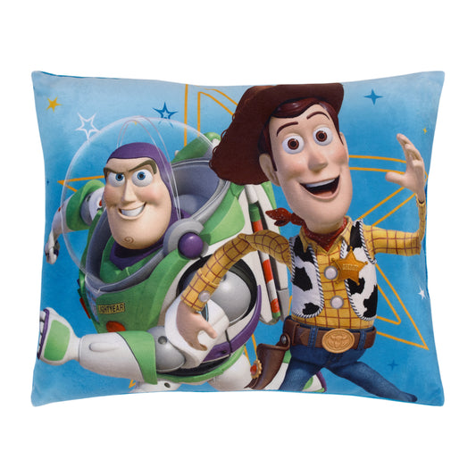 Disney Toy Story It's Play Time Blue and Green, Woody and Buzz Decorative Toddler Pillow