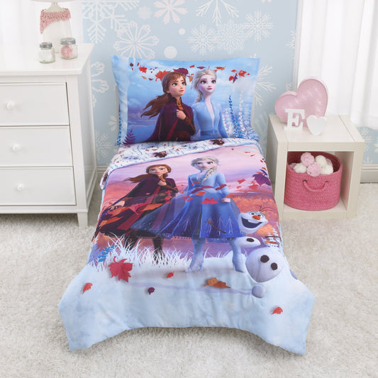 Disney Frozen 2 - Magical Journey - Light Blue, Lavender, Teal and White Super Soft Toddler Blanket