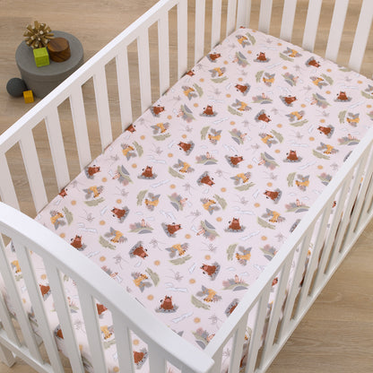Disney Lion King Ivory, Sage, Gold, and Brown, Simba, Timon, and Pumba Super Soft Nursery Fitted Crib Sheet