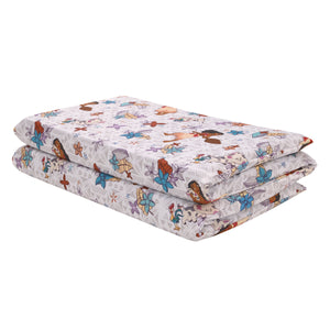 Disney Moana Free as the Ocean Aqua, Purple, Orange, and White Tropical Preschool Nap Pad Sheet