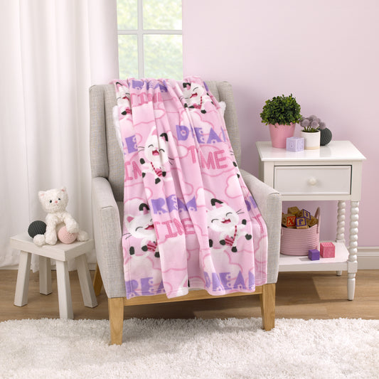 DreamWorks Gabby's Dollhouse Dream It Up Pink and Purple Pandy Paws Super Soft Toddler Blanket
