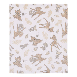 Disney B is for Bambi Tan, Gray, and White Super Soft Plush Baby Blanket