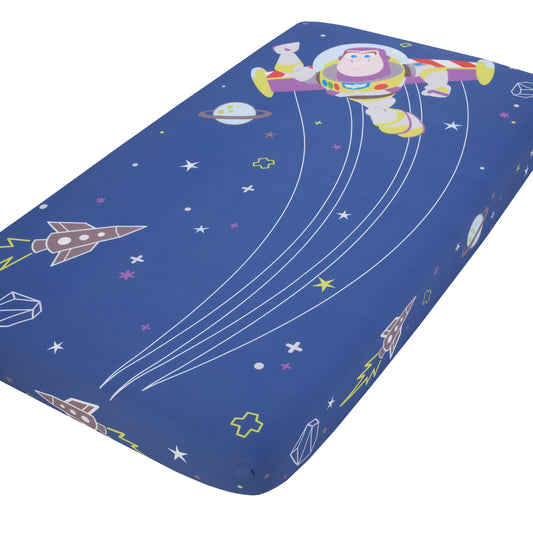 Disney Toy Story Buzz Lightyear - Blue and Green Photo Op Fitted Crib Sheet