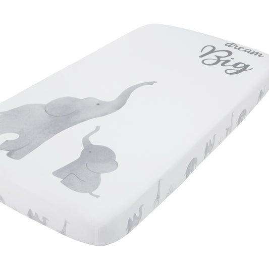 Elephant Tribe Grey and White 100% Cotton Photo Op Fitted Crib Sheet