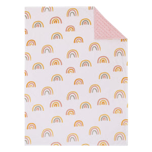 Little Love by NoJo Rainbow White, Pink, and Gold Super Soft Baby Blanket