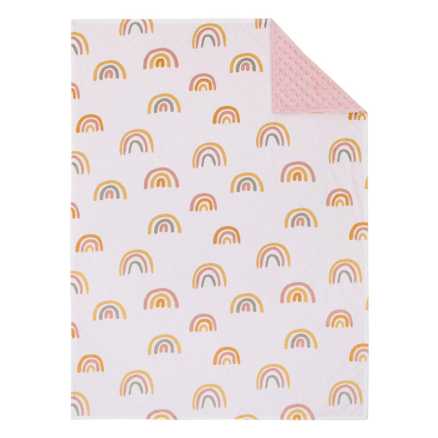 Little Love by NoJo Rainbow White, Pink, and Gold Super Soft Baby Blanket