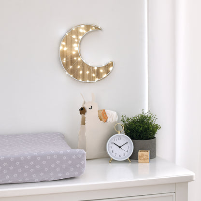 Little Love by NoJo Moon Shaped Lighted LED Natural Wood Wall Decor