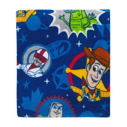 Disney Toy Story 4 - Blue, Green, Yellow and Red Super Soft Plush Toddler Blanket